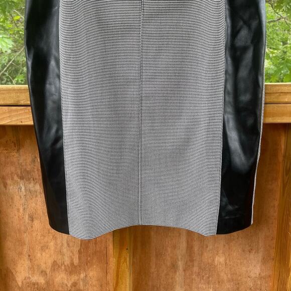 White House Black Market Vegan Leather Houndstooth Sheath Dress Size 10. NEW - Picture 4 of 13